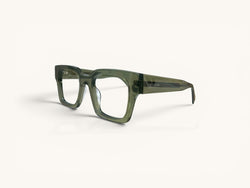 Anteojos ópticos Acetato verde oliva translúcido vista lateral - Bloque Class Oliva - Fibra Eyewear