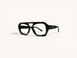 Anteojos ópticos Acetato negro brillante vista lateral - Angular Class Negro - Fibra Eyewear