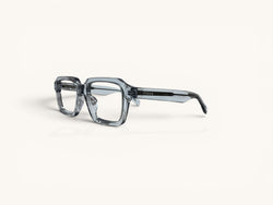 Anteojos ópticos Acetato gris cristal translúcido vista lateral - Bloque Class Cristal - Fibra Eyewear