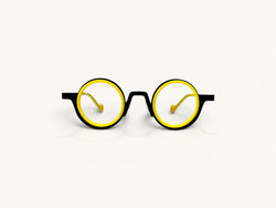 Anteojos de titanio con acetato negro y amarillo vista frontal - Duo Titanio Acetato Amarillo - Fibra Eyewear