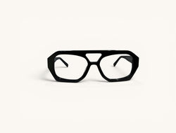 Anteojos ópticos acetato negro vista frontal - Angular Class Negro - Fibra Eyewear