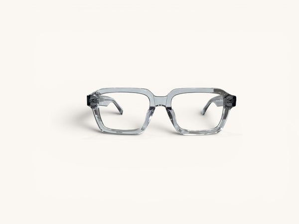 Anteojos ópticos acetato cristal vista frontal - Bloque Class Cristal - Fibra Eyewear