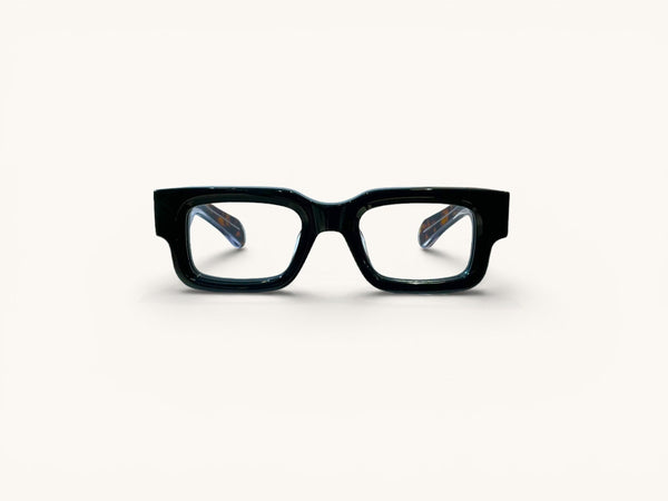 Anteojos ópticos acetato negro carey vista frontal - Bloque Class Negro Carey - Fibra Eyewear