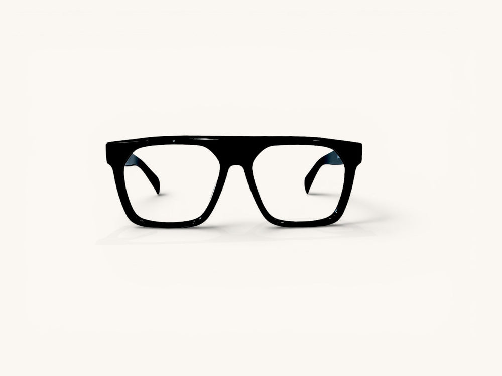 Anteojos ópticos acetato negro vista frontal - Bloque Class Negro - Fibra Eyewear