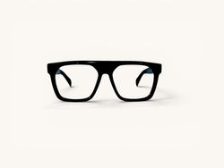 Anteojos ópticos acetato negro vista frontal - Bloque Class Negro - Fibra Eyewear