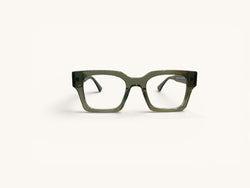Anteojos ópticos acetato oliva vista frontal - Bloque Class Oliva - Fibra Eyewear