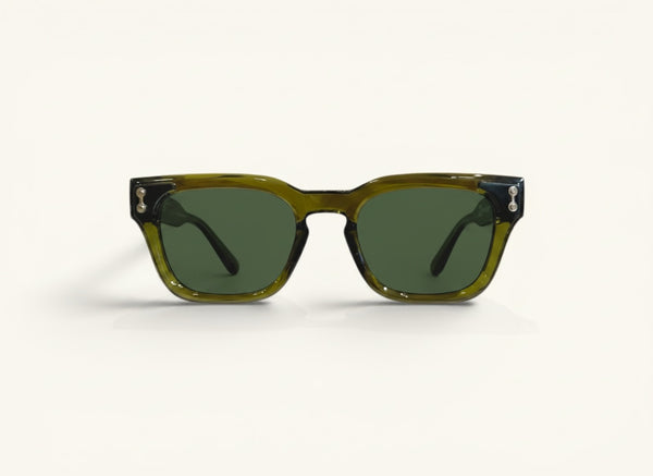 Lentes de sol TR-90 oliva claro vista frontal - Bloque TR-90 Oliva Claro Sol - Guacamayo