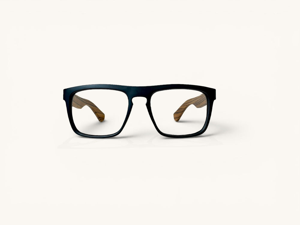 Anteojos ópticos madera coñac vista frontal - Bloque Wood Coñac - Fibra Eyewear