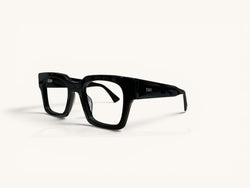 Anteojos ópticos Acetato negro clásico vista lateral - Bloque Class Negro - Fibra Eyewear