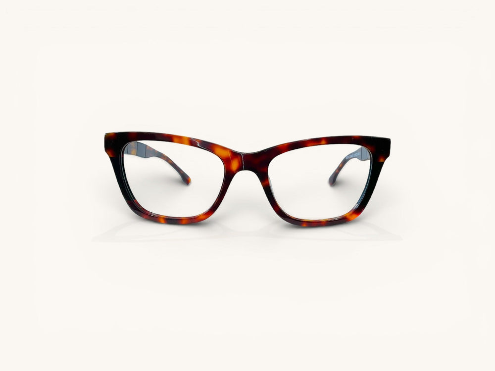 Anteojos ópticos acetato carey rojizo vista frontal - Cateye Class Carey - Fibra Eyewear
