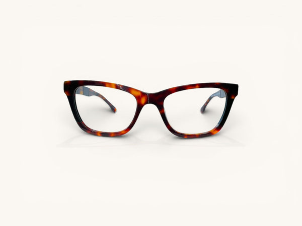 Anteojos ópticos acetato carey rojizo vista frontal - Cateye Class Carey - Fibra Eyewear