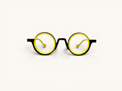 Anteojos ópticos titanio amarillo vista frontal - Duo Titanio Acetato Amarillo - Fibra Eyewear