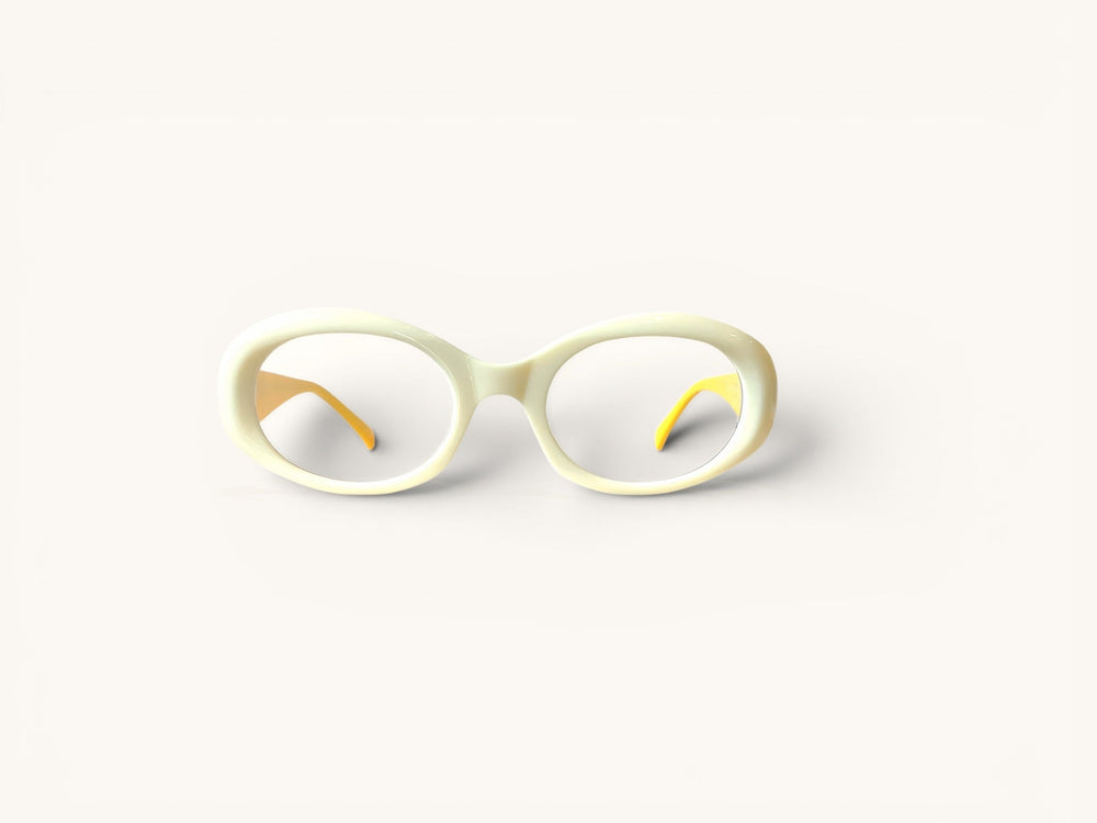 Anteojos ópticos acetato crema amarillo vista frontal - Ovo Class Crema Amarillo - Fibra Eyewear
