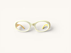Anteojos ópticos acetato crema amarillo vista frontal - Ovo Class Crema Amarillo - Fibra Eyewear