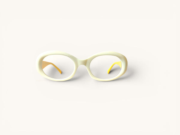 Anteojos ópticos acetato crema amarillo vista frontal - Ovo Class Crema Amarillo - Fibra Eyewear