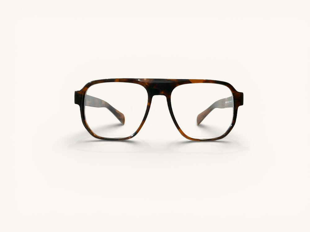 Anteojos ópticos acetato carey oscuro vista frontal - Piloto Class Carey Oscuro - Fibra Eyewear