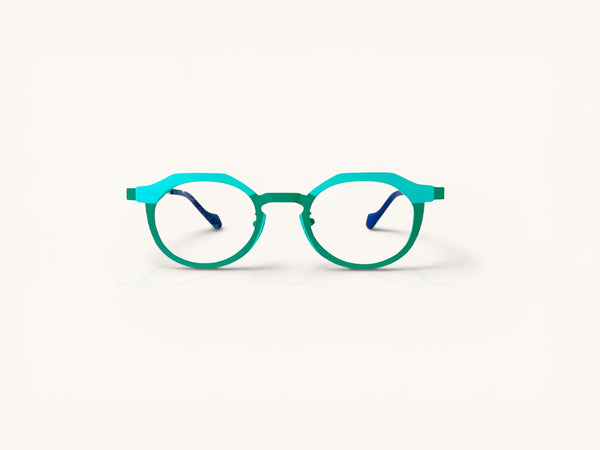 Anteojos ópticos titanio esmeralda vista frontal - Duo Titanio Esmeralda - Fibra Eyewear