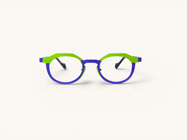 Anteojos ópticos titanio verde violeta vista frontal - Duo Titanio Verde Violeta - Fibra Eyewear