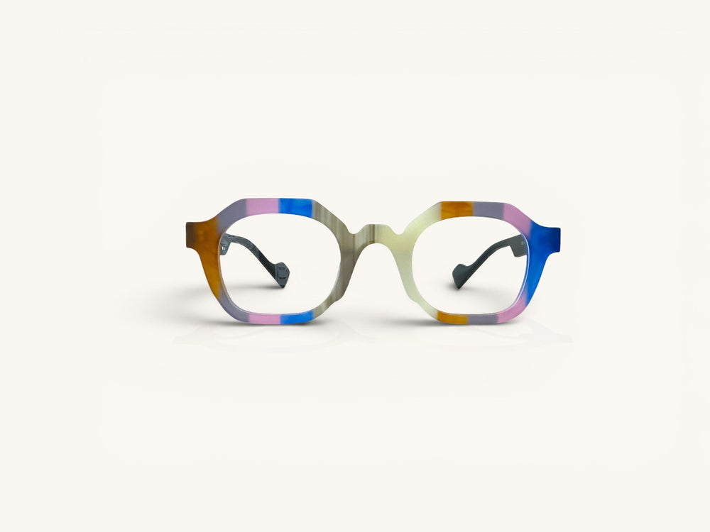 Anteojos ópticos acetato multicolor vista frontal - Prisma Acetato Multicolor - Fibra Eyewear