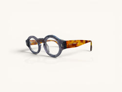 Anteojos ópticos de acetato premium gris cristal / tortoise vista lateral - Ovo Acetato Cristal Gris - Fibra Eyewear