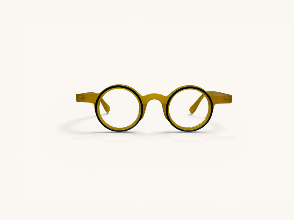 Anteojos ópticos acetato mostaza vista frontal - Aro Acetato Mostaza - Fibra Eyewear