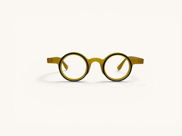 Anteojos ópticos acetato mostaza vista frontal - Aro Acetato Mostaza - Fibra Eyewear