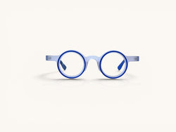 Anteojos ópticos acetato azul vista frontal - Aro Acetato Azul - Fibra Eyewear
