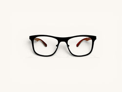 Anteojos ópticos titanio madera negro vista frontal - Gogo Titanio Madera Negro - Fibra Eyewear