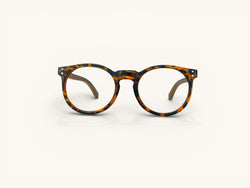 Anteojos ópticos madera carey vista frontal - Redondo Wood Carey - Fibra Eyewear