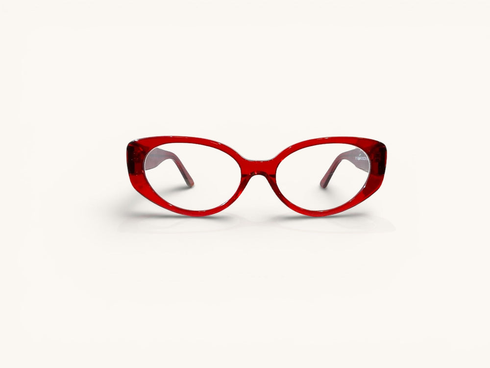 Anteojos ópticos acetato rojo vista frontal - Retro Class Rojo - Fibra Eyewear