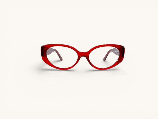 Anteojos ópticos acetato rojo vista frontal - Retro Class Rojo - Fibra Eyewear