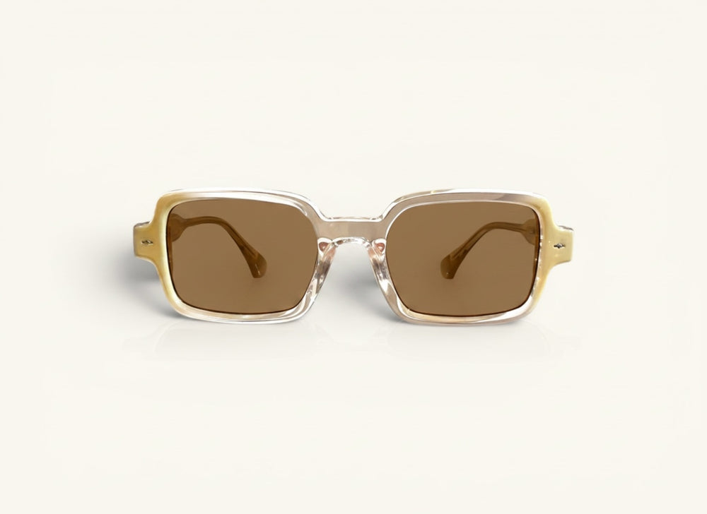 Lentes de sol TR-90 amarillo rosado vista frontal - Retro TR-90 Amarillo Rosado Sol - Guacamayo