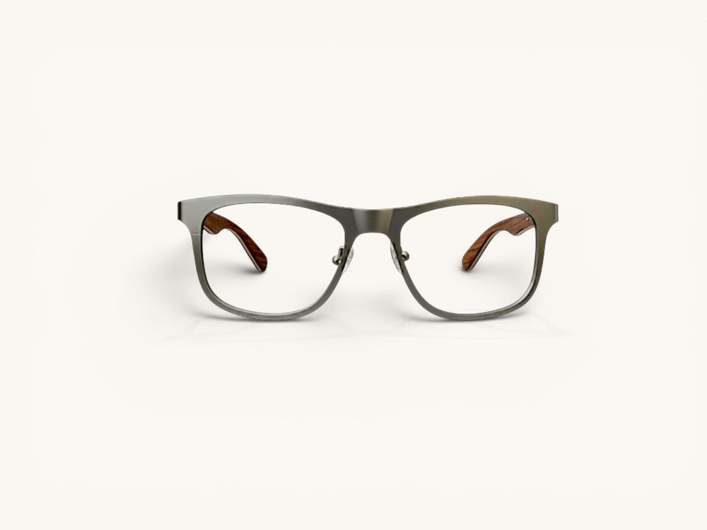 Anteojos ópticos titanio mate vista frontal - Titanio Natural Mate - Fibra Eyewear